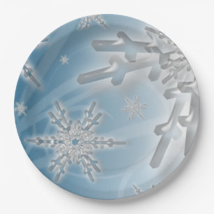 Assiettes En Carton Flammes de neige de Noël Fête Design