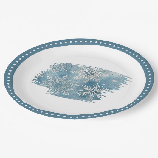 Assiettes En Carton Flammes de neige d'hiver Noël (Angle)