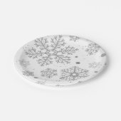 Assiettes En Carton Flammes de neige en argent sur blanc (Angle)