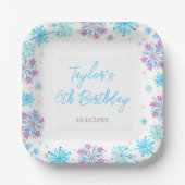 Assiettes En Carton Flammes de neige pourpre et bleu fête d'anniversai (Recto)