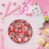 Assiettes En Carton Flammes de neige sur rouge (Fête)