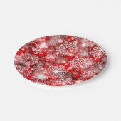 Assiettes En Carton Flammes de neige sur rouge (Angle)
