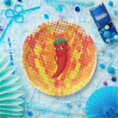 Assiettes En Carton Flammes d'incendie rouge à poivron chaud (Fête)