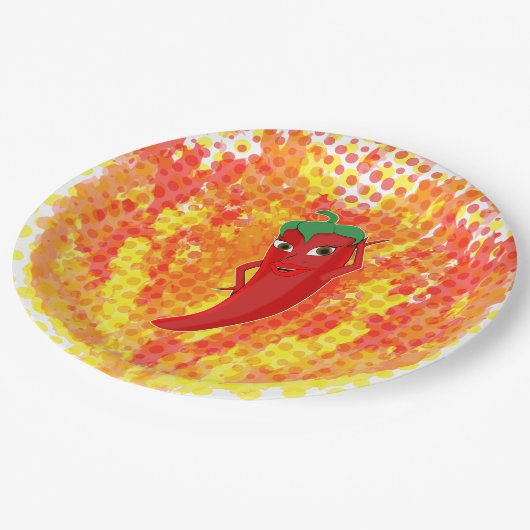 Assiettes En Carton Flammes d'incendie rouge à poivron chaud (Angle)