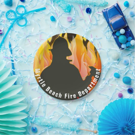 Assiettes En Carton Flammes et pompiers (Fête)