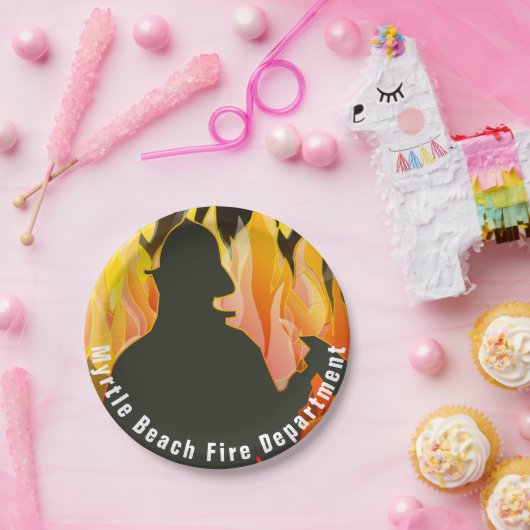 Assiettes En Carton Flammes et pompiers (Fête)