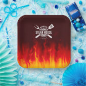 Assiettes En Carton Flammes grill barbecue — Steak House personnalisée (Fête)