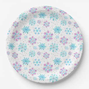 Assiettes En Carton Flèche de neige violette et bleue