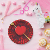 Assiettes En Carton Flèche du coeur rouge (Fête)