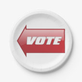 Assiettes En Carton Flèche rouge en gras Signer campagne électorale Vo (Devant)