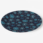 Assiettes En Carton Flèches de neige bleues et argentées (Angle)