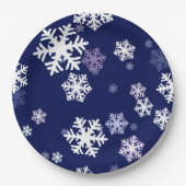 Assiettes En Carton Flèches de neige bleues et blanches sur fond bleu  (Devant)