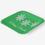 Assiettes En Carton Flèches de neige de Noël blanc Joyeux Noël vert (Angulaire)