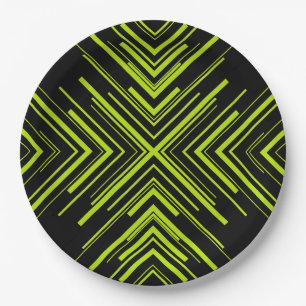 Assiettes En Carton Flèches en Lime vert et noir