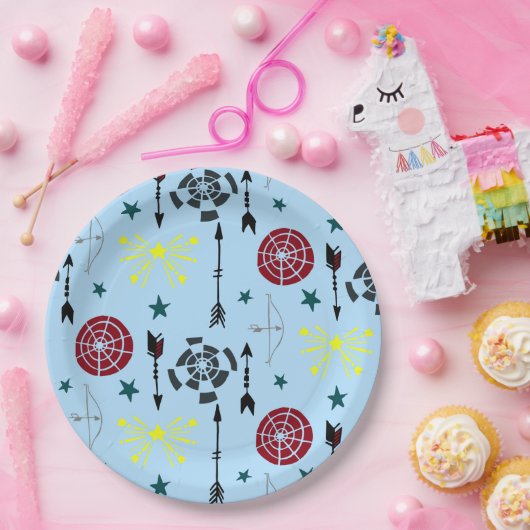 Assiettes En Carton Flèches et cibles du tir à l'arc bleu (Fête)