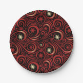 Assiettes En Carton Flèches et flocons rouges et or (Devant)