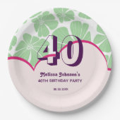 Assiettes En Carton Fleur Abstraite de Chamomille Vert Rétro (Devant)