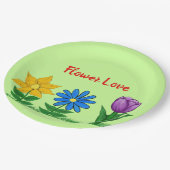 Assiettes En Carton Fleur Amour Jardin Fleurs Vert (Angle)