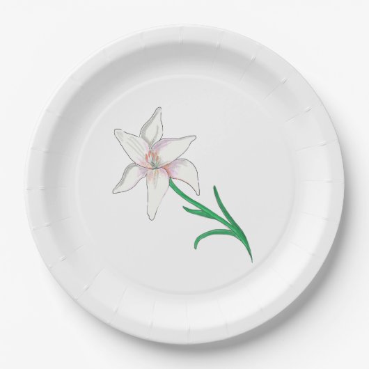 Assiettes En Carton Fleur blanche (Devant)