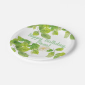 Assiettes En Carton Fleur blanche et jardin Feuille vert (Angle)