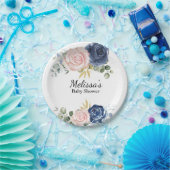 Assiettes En Carton Fleur bleu bleu bleu bleu rose pâle dessert (Fête)