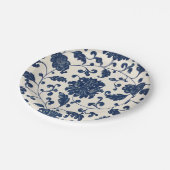 Assiettes En Carton Fleur botanique florale tourbillonnante bleu vinta (Angle)