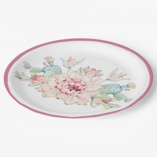 Assiettes En Carton Fleur Cactus (Angle)