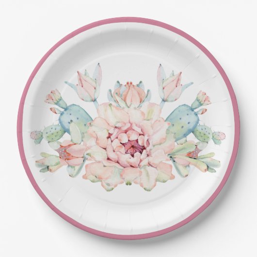 Assiettes En Carton Fleur Cactus (Devant)