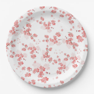 Assiettes En Carton Fleur cerise 2
