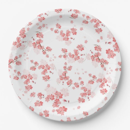 Assiettes En Carton Fleur cerise 2 (Devant)