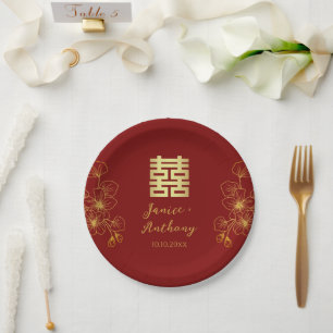 Assiettes En Carton Fleur cerisier ligne mariage chinois double xi