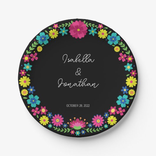 ASSIETTES EN CARTON FLEUR COLORÉE (Devant)