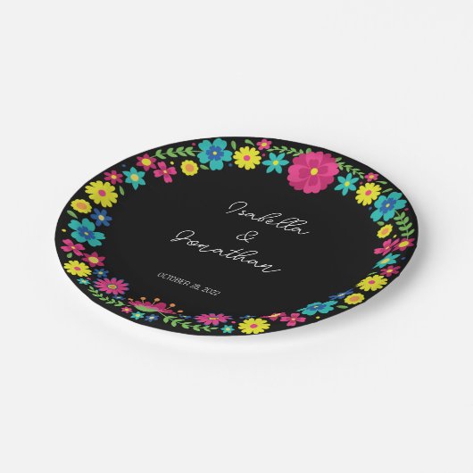 ASSIETTES EN CARTON FLEUR COLORÉE (Angle)