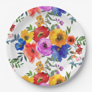 Assiettes En Carton Fleur colorée Fiesta Mariage mexicain Fiançailles