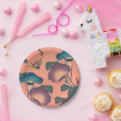 Assiettes En Carton Fleur d'abeille rose classique Hokusai Art (Fête)