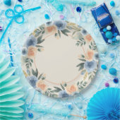 Assiettes En Carton Fleur d'aquarelle bleu et bracelet (Fête)