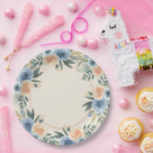 Assiettes En Carton Fleur d'aquarelle bleu et bracelet (Fête)