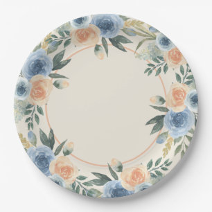 Assiettes En Carton Fleur d'aquarelle bleu et bracelet
