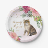 Assiettes En Carton Fleur d'aquarelle chatte fille fête d'anniversaire (Devant)