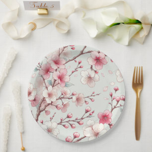 Assiettes En Carton Fleur de cerise