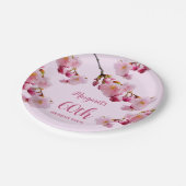 Assiettes En Carton Fleur de cerisier rose Sakura fête d'anniversaire (Angle)
