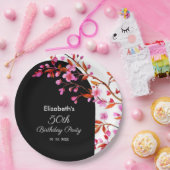 Assiettes En Carton Fleur de cerisier Sakura noir blanc Anniversaire (Fête)