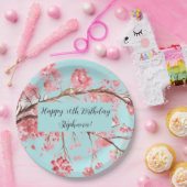 Assiettes En Carton Fleur de cerisier Sakura Rose Turquoise Anniversai (Fête)