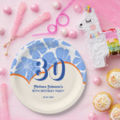 Assiettes En Carton Fleur de Chamomille Bleue Abstraite Rétro Annivers (Fête)