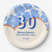 Assiettes En Carton Fleur de Chamomille Bleue Abstraite Rétro Annivers (Devant)