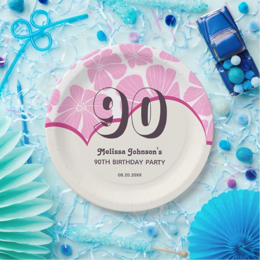 Assiettes En Carton Fleur de Chamomille rose Abstraite (Fête)