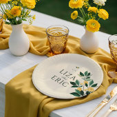 Assiettes En Carton Fleur de citron Arbre Floral Élégant Mariage Jaune