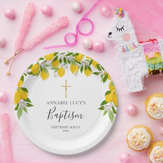 Assiettes En Carton Fleur de citron vert Baptême Christening (Fête)