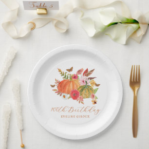 Assiettes En Carton Fleur de Fleur Sauvage de Citrouille d'Anniversair