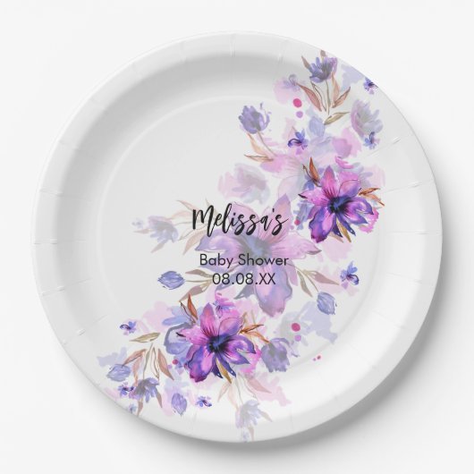 Assiettes En Carton Fleur de lavande violette violette vive (Devant)